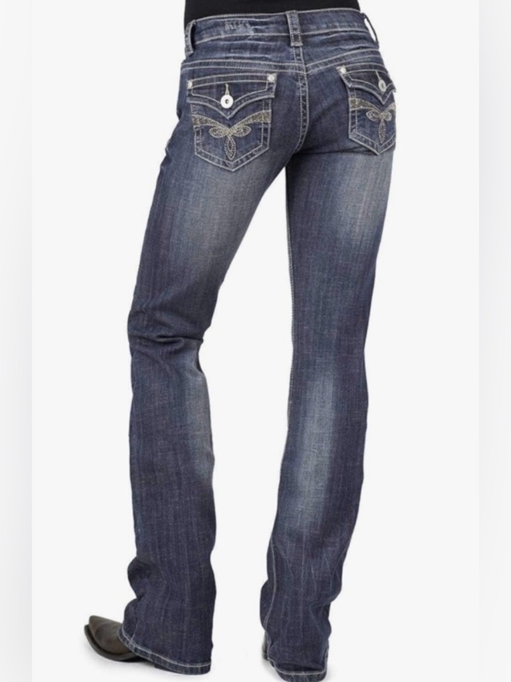 Stetson Women’s size 8 Hollywood Bootcut Rhinestone Pocket Stretch Jeans